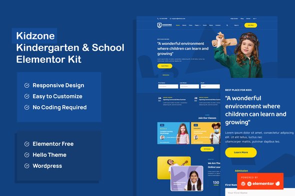 Cover20Image-Kidzone.jpg Kidzone - Kindergarten & School Elementor Template Kit - Image 1