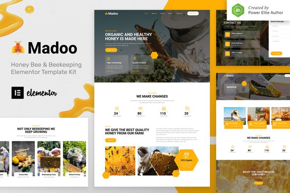 Cover20Madoo.jpg Madoo – Honey Bee & Beekeeping Elementor Template Kit - Image 1