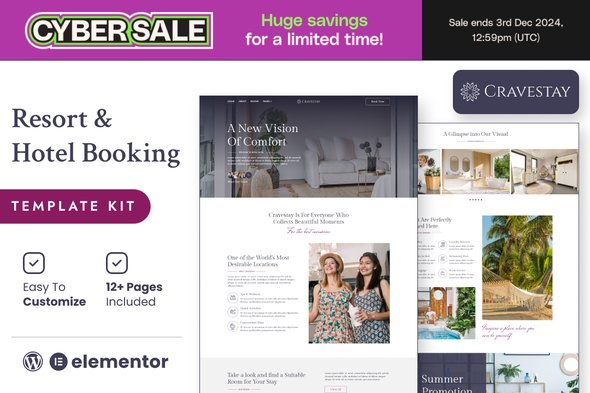 Cyber20Sale-Cravestay20Cover.jpg Cravestay – Luxury Hotel & Resort Elementor Template Kit - Image 1