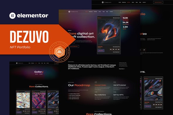 Dezuvo-Coverimage-template-kit-2022.jpg Dezuvo - NFT Portfolio Elementor Template Kit - Image 1