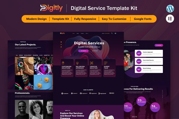Digitaly.jpg Digitly - Digital Service Agency Elementor Template Kit - Image 1