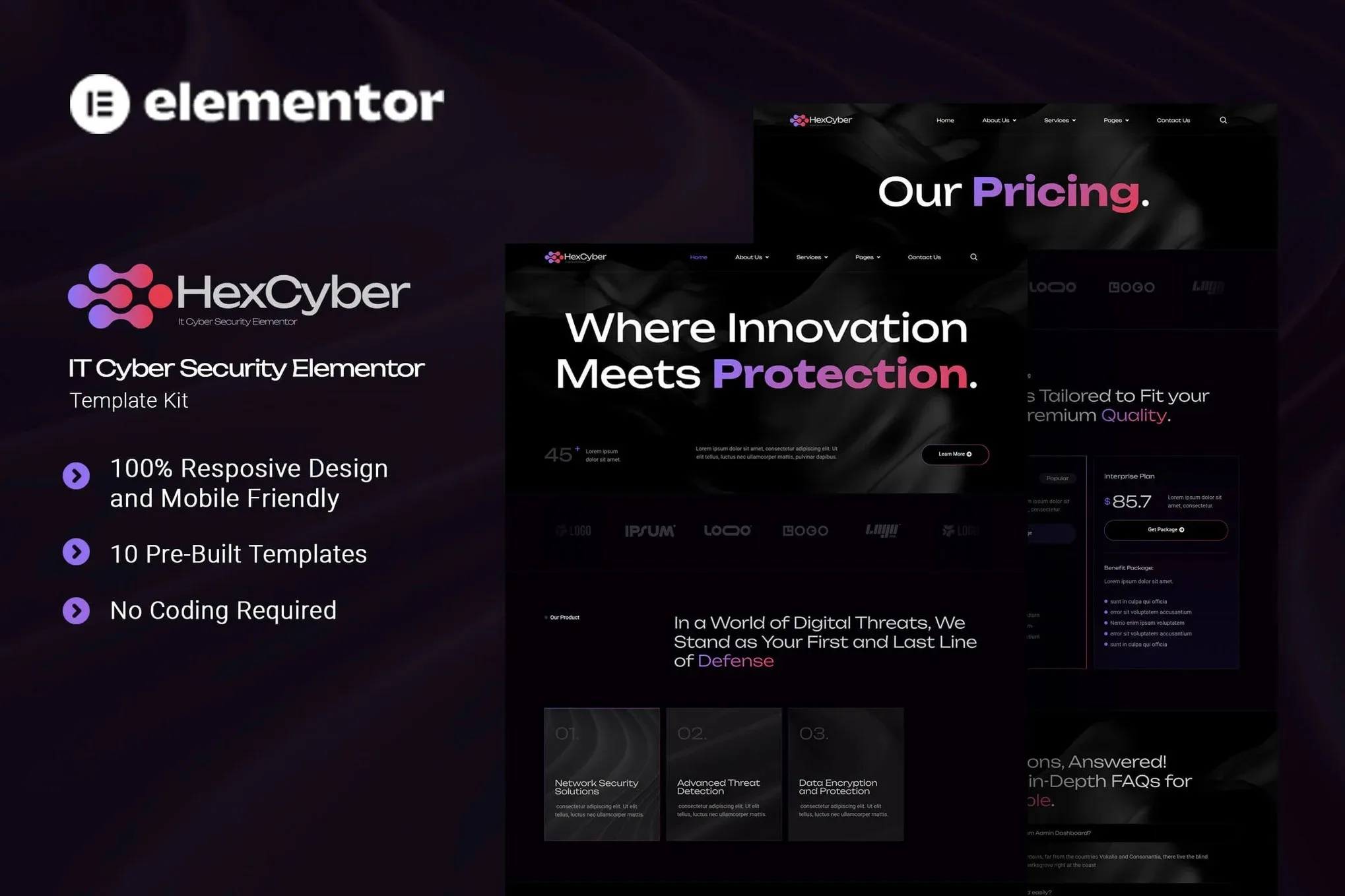 Hexcyber-IT-Cyber-Security-Elementor-Template-Kit.webp Hexcyber - IT Cyber Security Elementor Template Kit - Image 1