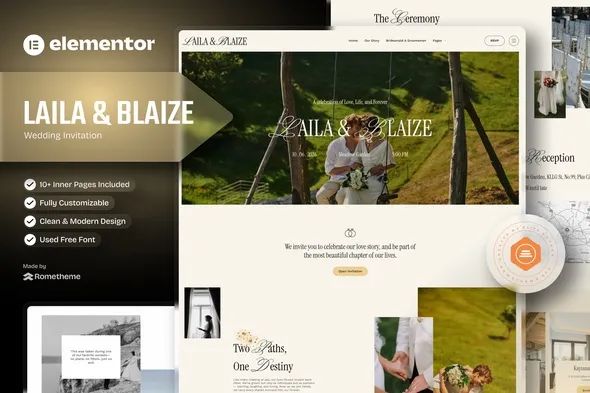 Lailai2020Blaize20Elementor20Cover.webp Laila & Blaize - Wedding Invitation Elementor Template Kit - Image 1