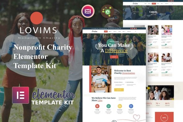 LovimsKit-Cover-Image.jpg Lovims - Charity NonProfit Elementor Template Kit - Image 1