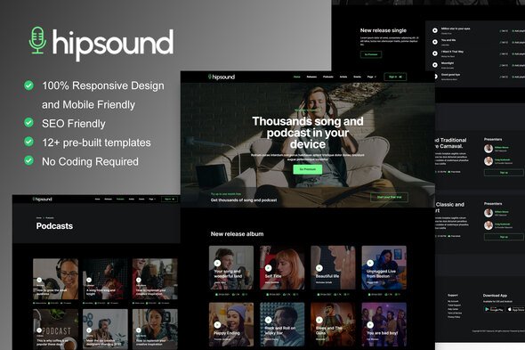 Main20Preview.jpg Hipsound - Music Streaming & Podcast Elementor Template Kit - Image 1