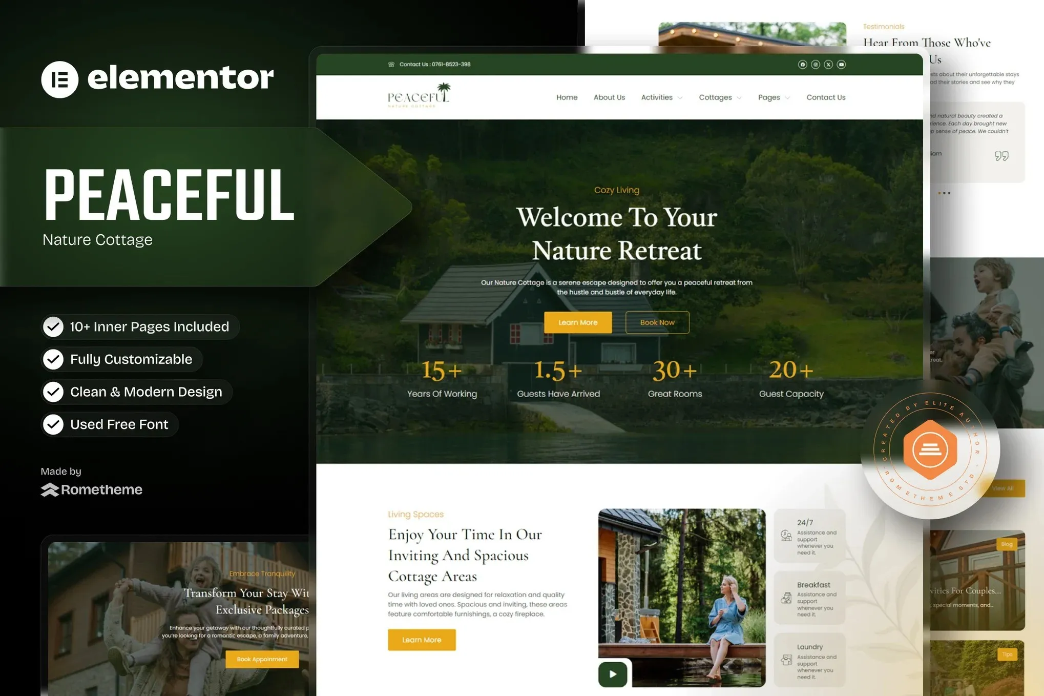 Peaceful-Nature-Cottage-Elementor-Template-Kit.webp Peaceful - Nature Cottage Elementor Template Kit - Image 1