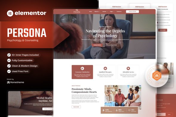 Persona-Kits-Cover.jpg Persona - Psychology & Counseling Elementor Template Kit - Image 1