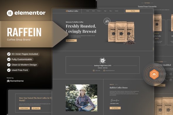 Raffein20Elementor20Cover.jpg Raffein - Coffee Shop Brand Elementor Template Kit - Image 1