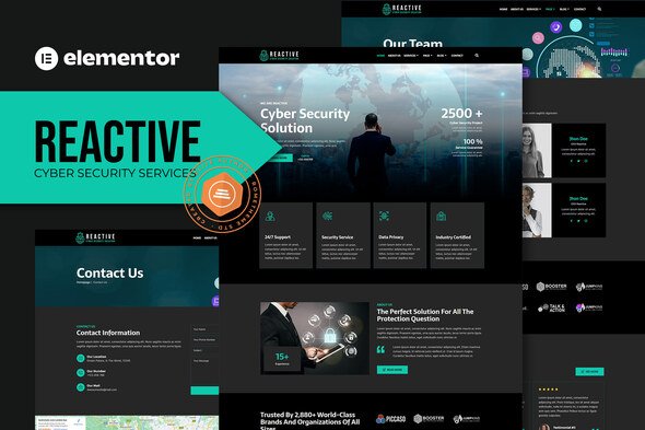 Reactive-Cover.jpg Reactive - Cyber Security Services Elementor Template Kit - Image 1