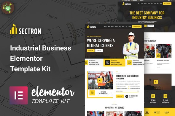 SectronKit-Cover-Image.jpg Sectron - Industrial Business Elementor Template Kit - Image 1