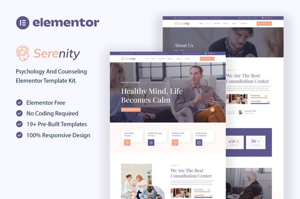Serenity20-20Cover.jpg Serenity - Psychology & Counseling Elementor Template Kit - Image 1