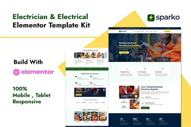 Sparko-Electrician-Electrical-Services-Elementor-Template-Kit.webp Sparko - Electrician & Electrical Services Elementor Template Kit - Image 1