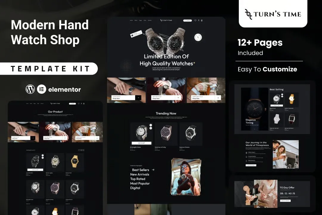 Turnstime-Modern-Hand-Watch-Shop-eCommerce-Elementor-Pro-Template-Kit.webp Turnstime - Modern Hand Watch Shop eCommerce Elementor Pro Template Kit - Image 1