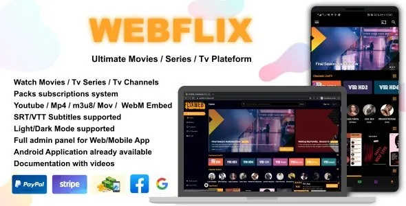 WebFlix.webp WebFlix 1.6 - Movies - TV Series - Live TV Channels - Subscription (No more Updates) - Image 1