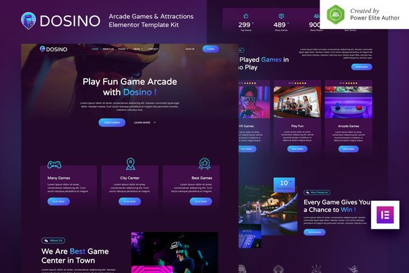 cover-184.jpg Dosino – Arcade Games & Attractions Elementor Template Kit - Image 1