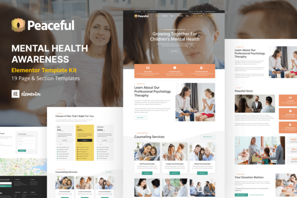 cover-33.png Peaceful - Mental Health Awareness WordPress Elementor Template Kit - Image 1