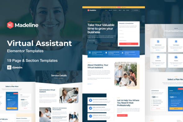 cover-46.png Madeline - Virtual Assistant Website Elementor Template Kit - Image 1