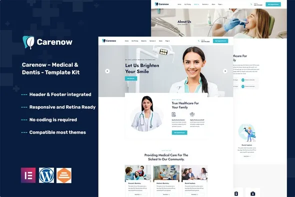 cover1.webp Carenow – Medical & Dentist Elementor Template Kit - Image 1