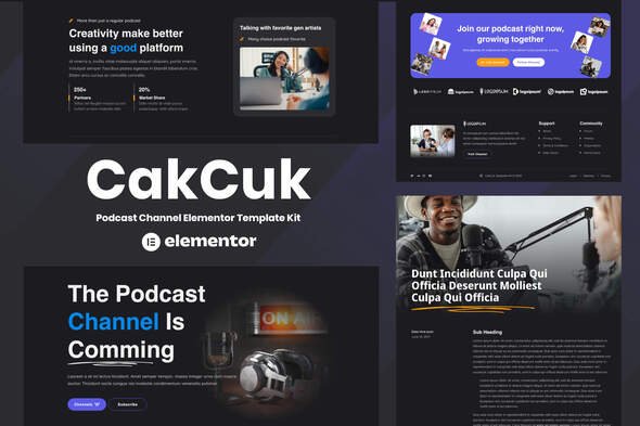 new_cakcuk_kit_cover.jpg CakCuk - Podcast Channel Elementor Template Kit - Image 1