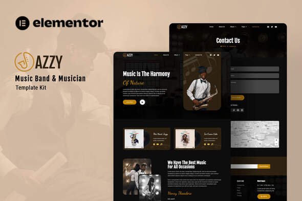 preview20jazzy.jpg Jazzy - Music Band & Musician Elementor Template Kit - Image 1