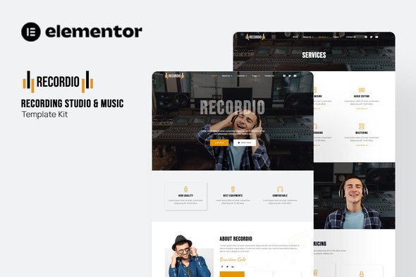 preview20recordio.jpg Recordio - Recording Studio Elementor Template Kit - Image 1